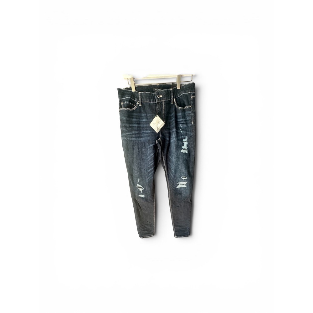 White House Black Market Saint Honore Skinny Leg Distressed Jeans 8R Dark Wash